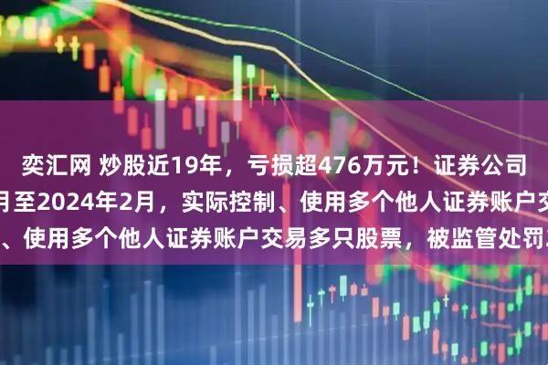奕汇网 炒股近19年，亏损超476万元！证券公司从业人员，从2005年8月至2024年2月，实际控制、使用多个他人证券账户交易多只股票，被监管处罚25万